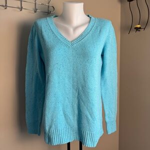 Old Navy Womens Long Sleeve V-Neck Sweater Blue Size L Wool Preppy Y2K Bubblegum